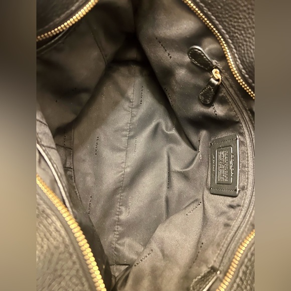 Coach Black Leather Tote with Gold Accents - Picture 8 of 11